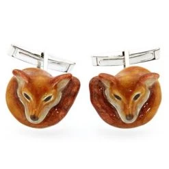 Scully & Scully Sterling Silver & Enamel Fox Cufflinks