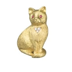 Scully & Scully 18k Gold Cat Brooch / Pin