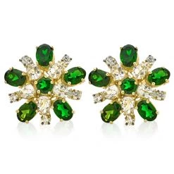 Scully & Scully 18k Gold Chrome Diopside Diamond Burst Earrings