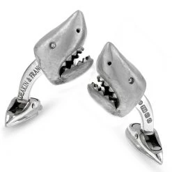 Scully & Scully 18k White Gold Shark Head Cufflinks