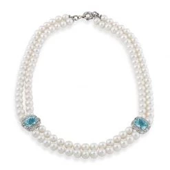 Scully & Scully 18k White Gold Aquamarine & Pearl Necklace