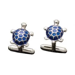 Scully & Scully Sterling Silver & Enamel Turtle Cufflinks