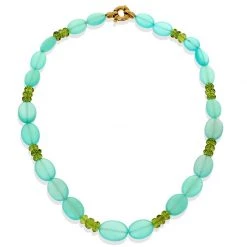 Scully & Scully 18k Gold Chalcedony & Faceted Peridot Necklace