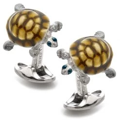 Deakin & Francis Sterling Silver Walking Tortoise Shell Cufflinks