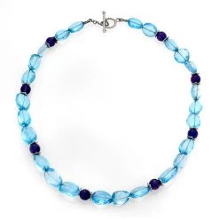 Scully & Scully 18k White Gold Blue Topaz & Amethyst Necklace