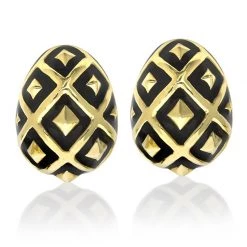 Scully & Scully 18k Gold Ornament Earrings, Black