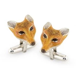 Scully & Scully Sterling Silver & Enamel Fox Head Cufflinks