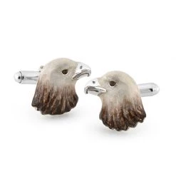 Scully & Scully Sterling Silver & Enamel Eagle Head Cufflinks