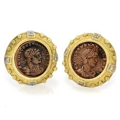Scully & Scully 18k Gold Constantine Coin Earrings