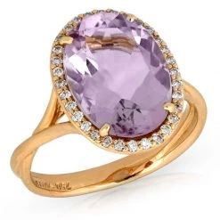 Scully & Scully 18k Rose Gold Amethyst Diamond Ring