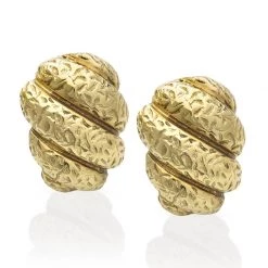 Scully & Scully 18k Gold Fluted Rag Roll Earrings