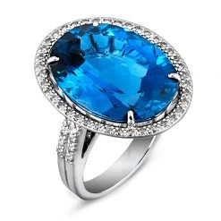 Scully & Scully 18k White Gold London Blue Topaz Ring