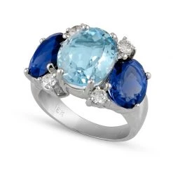 Scully & Scully 18k White Gold Blue Topaz & Iolite Gumdrop Ring