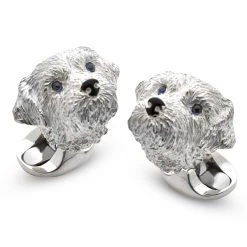 Scully & Scully Sterling Silver Border Terrier Cufflinks