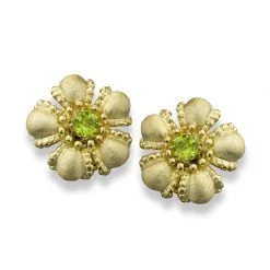 Scully & Scully 18k Gold Peridot Flower Earrings