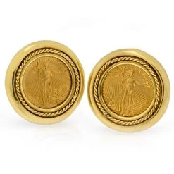 Scully & Scully 18K Gold Liberty Coin Earrings