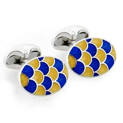 Scully & Scully Sterling Silver Fishscale Enamel Cufflinks
