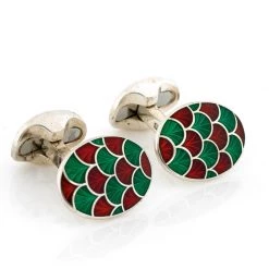 Scully & Scully Sterling Silver Fishscale Enamel Cufflinks -Jewelry Shop unnamed file 735