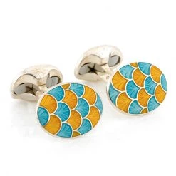 Scully & Scully Sterling Silver Fishscale Enamel Cufflinks -Jewelry Shop unnamed file 737