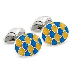 Scully & Scully Sterling Silver Fishscale Enamel Cufflinks -Jewelry Shop unnamed file 738