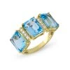 Scully & Scully Octagonal Faceted Blue Topaz Three Stone Ring -Jewelry Shop unnamed file 749
