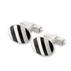 Scully & Scully Sterling Silver Black & White Striped Oval Cufflinks -Jewelry Shop unnamed file 756