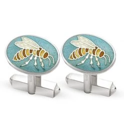 Deakin & Francis Sterling Silver Royal Enamel Wasp Cufflinks