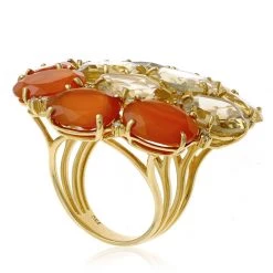 Scully & Scully 18k Gold Special Cut Yellow With White Citrine & Carnelian Ring