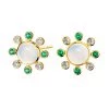Scully & Scully 18k Gold Emerald & Moon Quartz Diamond Sunburst Earrings, Posts Only