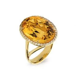 Scully & Scully 18k Yellow Gold Citrine Halo Ring