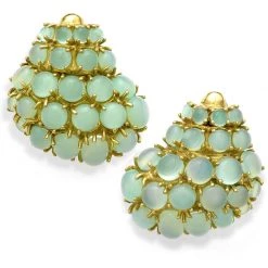 Scully & Scully 18k Gold Chalcedony Trocus Shell Earrings