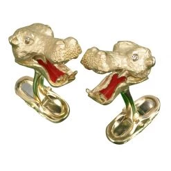 Scully & Scully 18k Hippo Cufflinks With Diamonds & Enamel