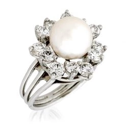 Scully & Scully Pearl & Diamond Platinum Ring