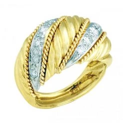 Scully & Scully 18K Yellow Gold Swirl Banded Diamond Ring