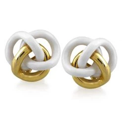 Scully & Scully White Agate And 18K Gold Knot Earrings