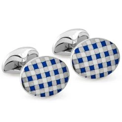 Scully & Scully Sterling Silver Oval Gingham Cufflinks