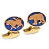 Scully & Scully 18K Bull & Bear Navy Enamel Cufflinks