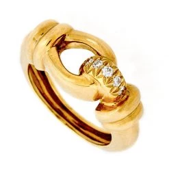 Scully & Scully 18k Yellow Gold Diamond Buckle Ring