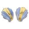 Scully & Scully 18k Gold & Blue Lace Agate Art Deco Fluted Earrings -Jewelry Shop unnamed file 856