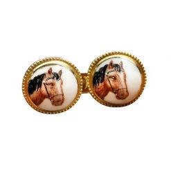 Scully & Scully 18k Gold & Enamel Horse Head Cufflinks