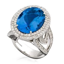 Scully & Scully 18k White Gold Gemstone & Double Halo Diamond Ring -Jewelry Shop unnamed file 866