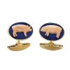 Scully & Scully 18k Rose Gold Blue Enamel Pig Cufflinks -Jewelry Shop unnamed file 874