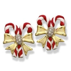 Scully & Scully 18K Yellow Gold Candy Cane Earrings