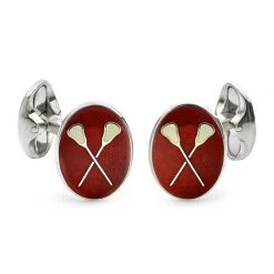 Deakin & Francis Sterling Silver Red Lacrosse Cufflinks