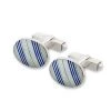 Scully & Scully Sterling Silver Blue & White Striped Oval Cufflinks -Jewelry Shop unnamed file 891