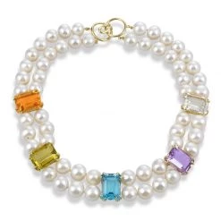 Scully & Scully Multicolor Gemstone & Pearl Necklace