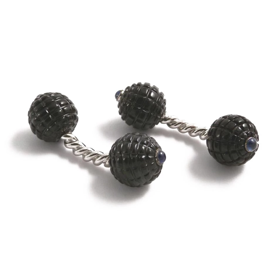 Scully & Scully 18K White Gold Smoky Quartz Twist Bar Cufflinks 3 Scully & Scully 18K White Gold Smoky Quartz Twist Bar Cufflinks