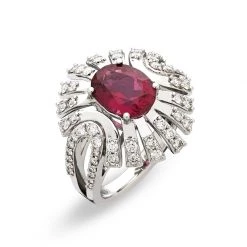 Scully & Scully 18k White Gold Rubelite & Diamond Ring