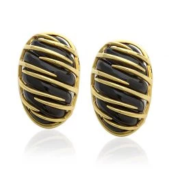 Scully & Scully 18k Gold Onyx Cocoon Earrings
