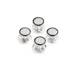 Scully & Scully Sterling Silver Black & Clear Enamel Studs, Set Of 4